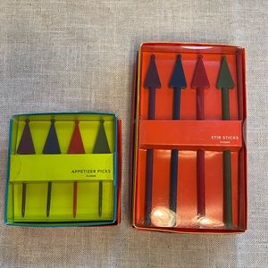 Appetizer picks (4) and stir sticks (4) Target Christmas Tree.